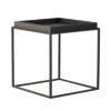 black metal framed rectangular side table with black wooden tray top