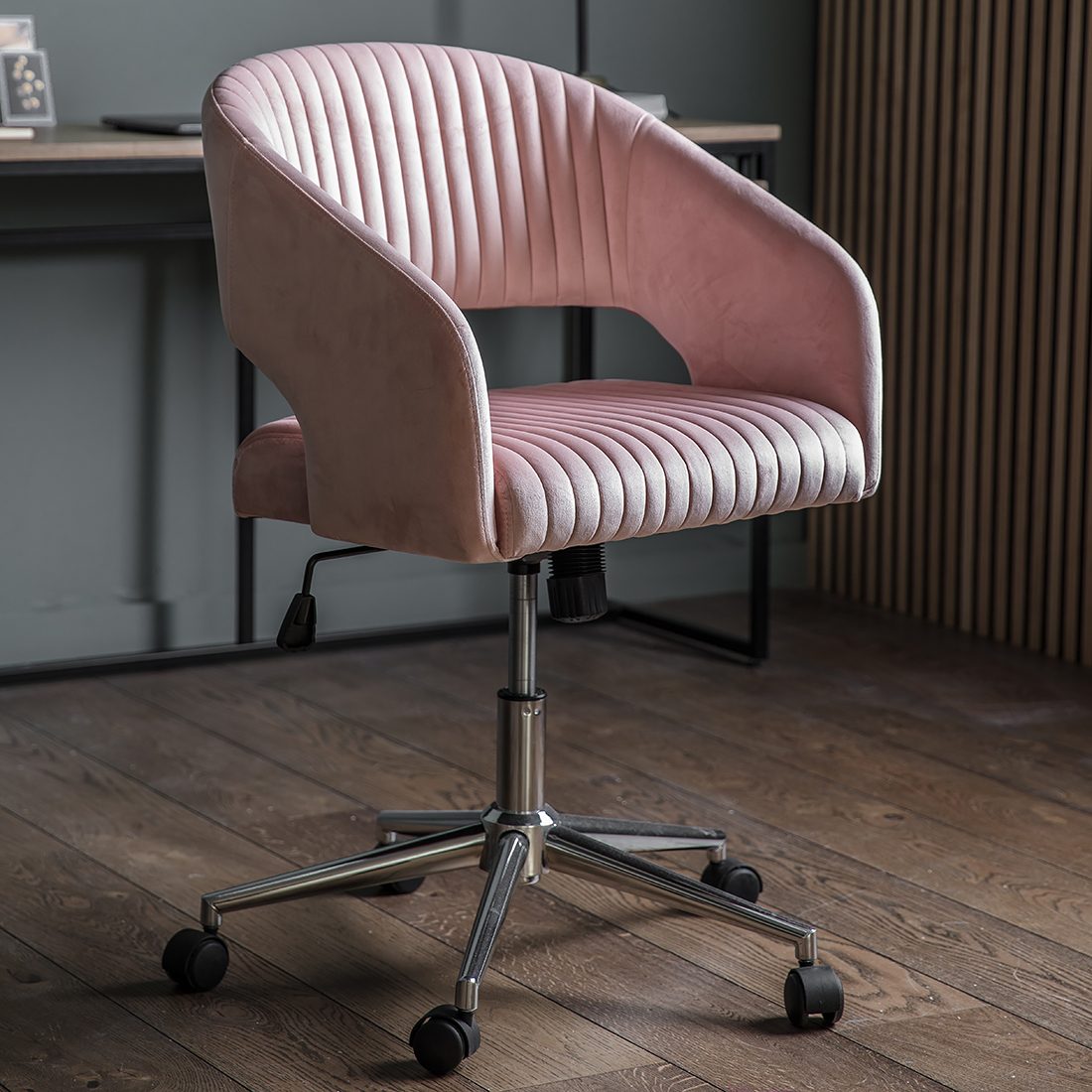 Blush Pink Velvet Swivel Desk Chair - Primrose & Plum