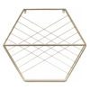 Champagne Gold Hexagonal Metal Wall Shelf with geometric pattern