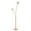 Twin Gold Globe Floor Lamp with white sphere shades