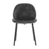 set of two modern dining chairs with black stick legs and upholstered in a dark grey velvet