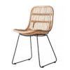natural rattan dining chair with black framed legs