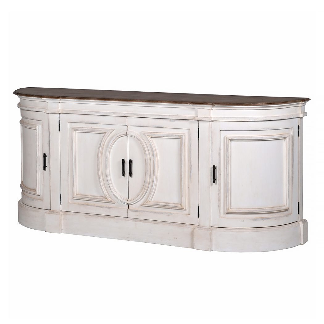 Distressed Ivory Rounded Sideboard with Waxed Top Primrose Plum