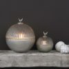 scented glass bauble candle pots with reindeer head top available in two sizes