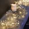 fairy light garland decorated with wired small pearls and warm white lights