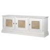 Scandinavian inspired substantial solid wood sideboard with three cupboards with shelving and a white-wash painted finish