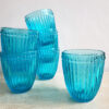 pretty aqua blue pressed glass tumbler with delicate ribbing
