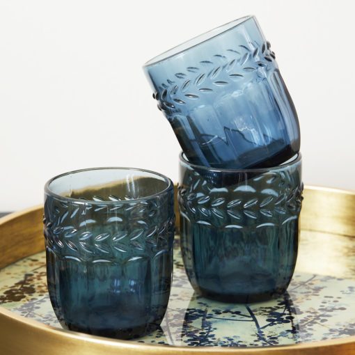 heavy decorative dark blue glass tumbler