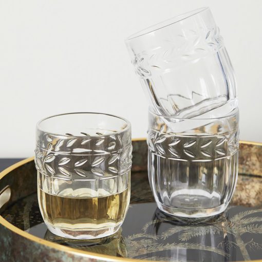 heavy decorative clear glass tumbler