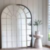 large arched window mirror suitable as a wall or leaner mirror in ivory or black