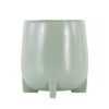 ceramic footed round plant pot in two sizes with a pale green painted finish