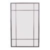 black iron framed rectangular wall mirror with panelled frame