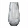 tall smokey grey glass ribbed vase available in two sizes