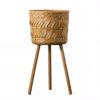 boho woven bamboo planter on tall tapered legs available in two sizes