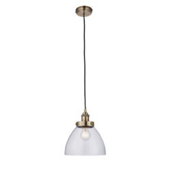 retro style industrial pendant light finished in gold with clear glass shade