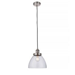 retro style industrial pendant light finished in silver with clear glass shade