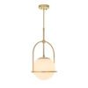 white glass globe with antique brass metal casing pendant light