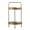 round iron side table with two tray shelves finished in gold leaf