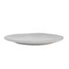 set of four off-white porcelain dinner plate with an uneven rustic shape and beaded edging