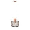 small industrial style pendant light with a square open cage design finished in antique copper