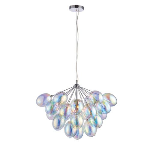 statement iridescent glass cluster pendant chandelier