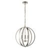 statement polished silver pendant light with an open metalwork globe frame adorned with internal clear crystal detailing and adjustable hanging chain