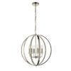 statement polished silver pendant light with an open metalwork globe frame adorned with internal clear crystal detailing and adjustable hanging chain