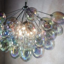 statement iridescent glass cluster pendant chandelier