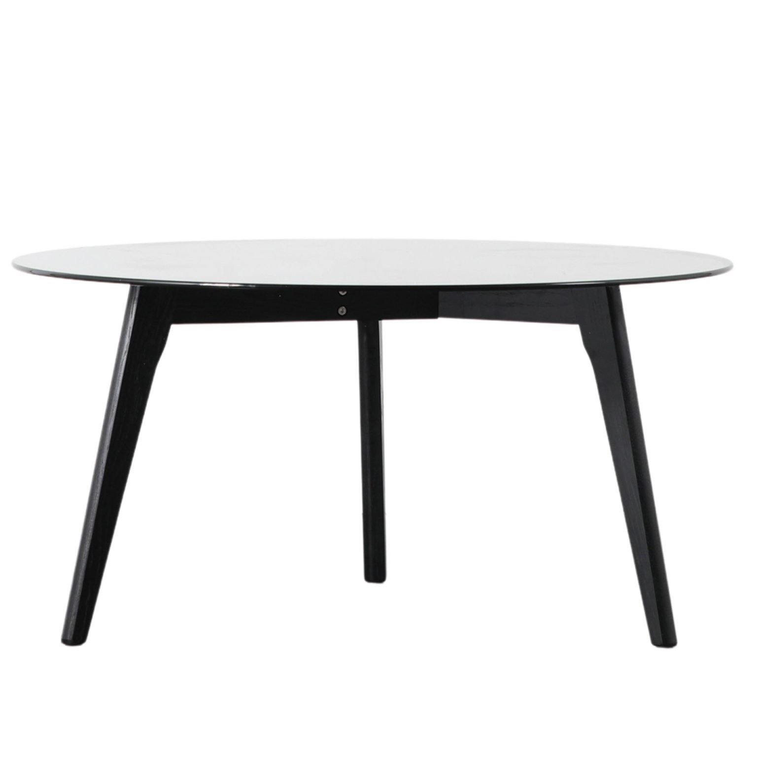 Round Black Coffee Table with Smoked Glass Top Coffee Tables