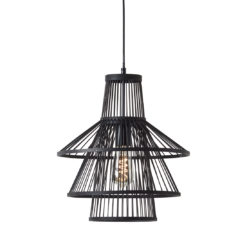 Scandanavian inspired round black bamboo pendant light