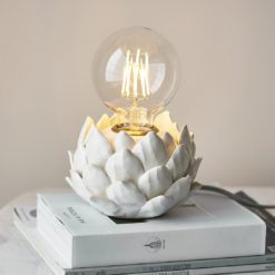 ceramic artichoke table lamp base with a natural white glaze