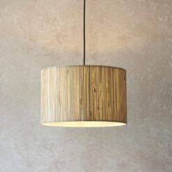 natural seagrass large drum lampshade pendant light