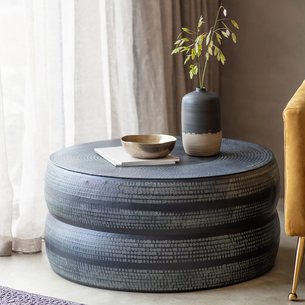 Textured Black Drum Coffee Table Primrose & Plum