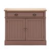 wooden two door sideboard with groove and plank oak top hand painted in a deep blush pink finish