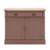 wooden two door sideboard with groove and plank oak top hand painted in a deep blush pink finish