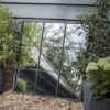 square black metal framed window garden mirror with nine panes