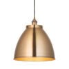 retro style domed pendant light with a brass plated finish and black flex cord