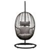 single hanging egg chair with a natural rattan look and showerproof deep cushions