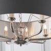 polished silver nickel eight arm pendant light complete with round grey lampshade