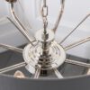 polished silver nickel eight arm pendant light complete with round grey lampshade