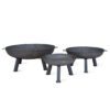 cast iron round fire pits available in three sizes with two carry handles and four sturdy legs