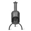 large powder-coated steel chimenea in a matt graphite