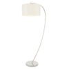 arched slim silver metal floor lamp base with oversized white drum lampshade