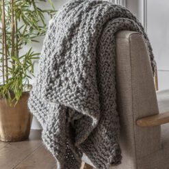 chunky textured charcoal grey knitted throw