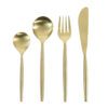 16 piece cutlery set finished in matt gold - knives, forks, dessert spoons and teaspoons