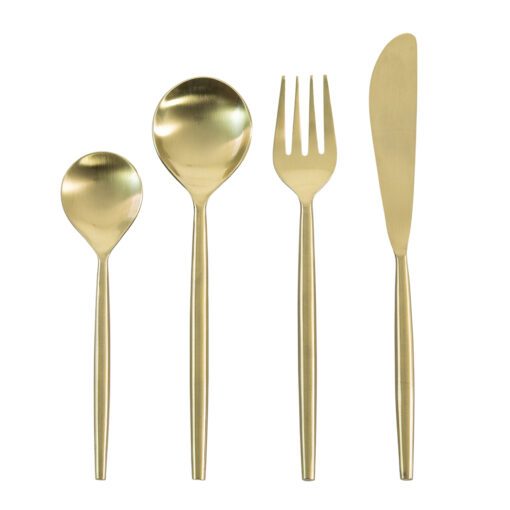 16 piece cutlery set finished in matt gold - knives, forks, dessert spoons and teaspoons
