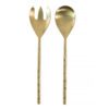 pair of stainless steel salad servers with a matt gold finish