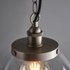 large domed glass vintage style pendant light with brass plate retro style fittings and black textured industrial cord