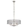 bright nickel plated drum pendant lights available in two sizes with clear glass faceted shades and adjustable chains