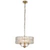 antique brass plated drum pendant lights available in two sizes with clear glass faceted shades and adjustable chains